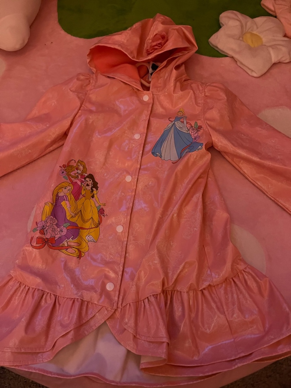 Disney Pink Girls' Princess Raincoat fits like a womans xs or petite small